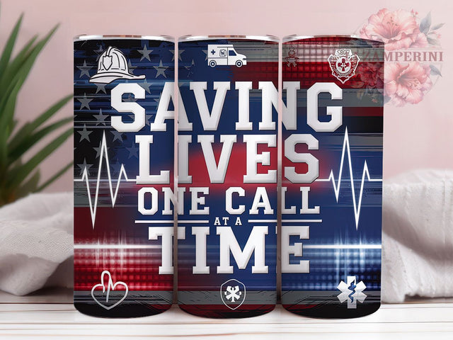Saving Lives One Call at a Time Tumbler, 911 Operator Tumbler, First Responder Tumbler, Emergency Services Tumbler, Hero Tumbler, 20oz Sublimation Wrap, Thin Gold Line Tumbler Sublimation Li Zamperini 
