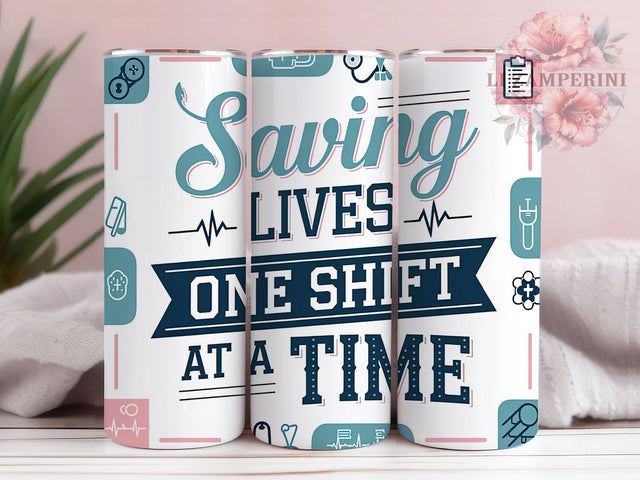Saving Lives One Shift at a Time Tumbler, Nurse Tumbler, Medical Tumbler, Healthcare Tumbler, Funny Nurse Tumbler, RN Tumbler, 20oz Sublimation Wrap, Nursing Life Tumbler Sublimation Li Zamperini 