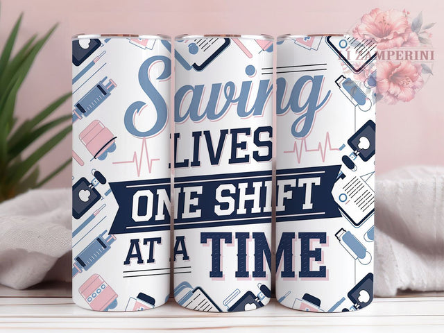 Saving Lives One Shift at a Time Tumbler, Nurse Tumbler, Medical Tumbler, Healthcare Tumbler, Funny Nurse Tumbler, RN Tumbler, 20oz Sublimation Wrap, Nursing Life Tumbler Sublimation Li Zamperini 