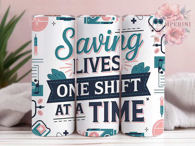 Saving Lives One Shift at a Time Tumbler, Nurse Tumbler, Medical Tumbler, Healthcare Tumbler, Funny Nurse Tumbler, RN Tumbler, 20oz Sublimation Wrap, Nursing Life Tumbler Sublimation Li Zamperini 