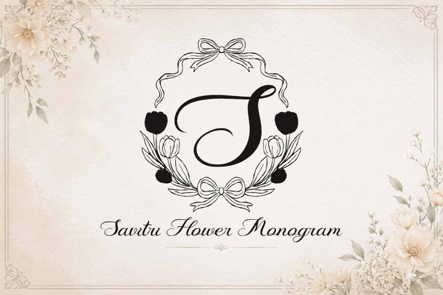 Savitri Flower Monogram Font Prasetya Letter 