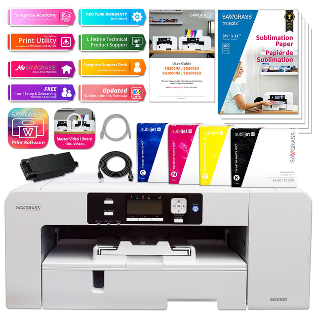 Sawgrass SG1000 SubliJet UHD Sublimation Printer Starter Bundle with Ink and Paper Physical Craft Express 