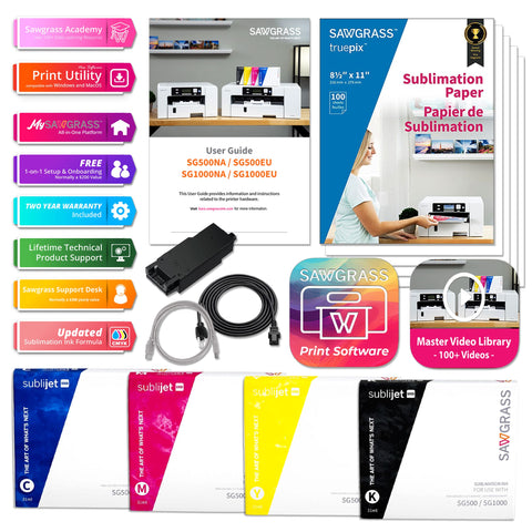 Sawgrass SG500 SubliJet UHD Sublimation Bundle with Ink and Paper Physical Craft Express 