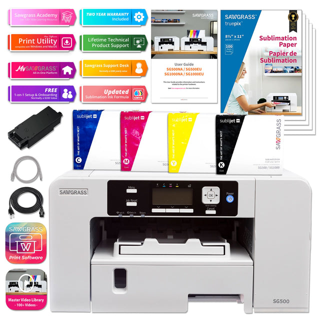 Sawgrass SG500 SubliJet UHD Sublimation Bundle with Ink and Paper Physical Craft Express 
