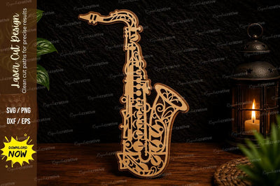 Saxophone Instrument Laser Cut SVG Design SVG Regulrcrative 