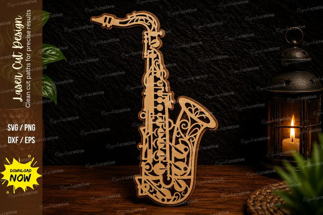 Saxophone Instrument Laser Cut SVG Design SVG Regulrcrative 