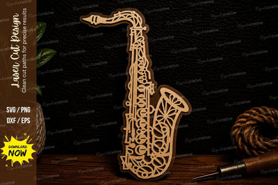 Saxophone Laser Cut Svg Design SVG Regulrcrative 