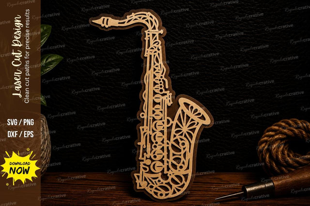 Saxophone Laser Cut Svg Design SVG Regulrcrative 