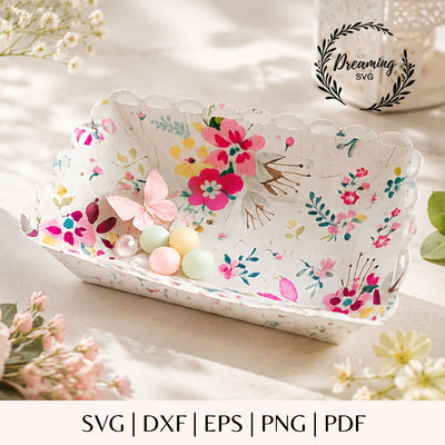 Scallop Treat Tray SVG - Paper Food Tray & Party Favor Basket Template - Party Favor Box Cut File for Cricut, Silhouette SVG DreamingSVG 