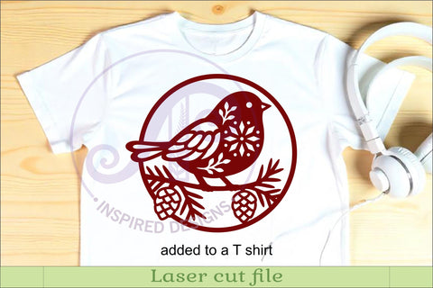 Scandinavian Christmas Bird SVG, Folk Art Winter Sign Laser SVG APInspireddesigns 