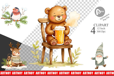 Scandinavian Christmas Clipart Sublimation artnoy 