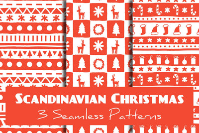 Scandinavian Christmas Seamless Patterns & Digital Papers Digital Pattern Rin Green 