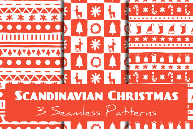 Scandinavian Christmas Seamless Patterns & Digital Papers Digital Pattern Rin Green 