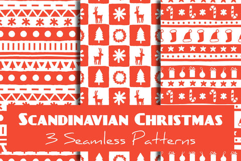Scandinavian Christmas Seamless Patterns & Digital Papers Digital Pattern Rin Green 