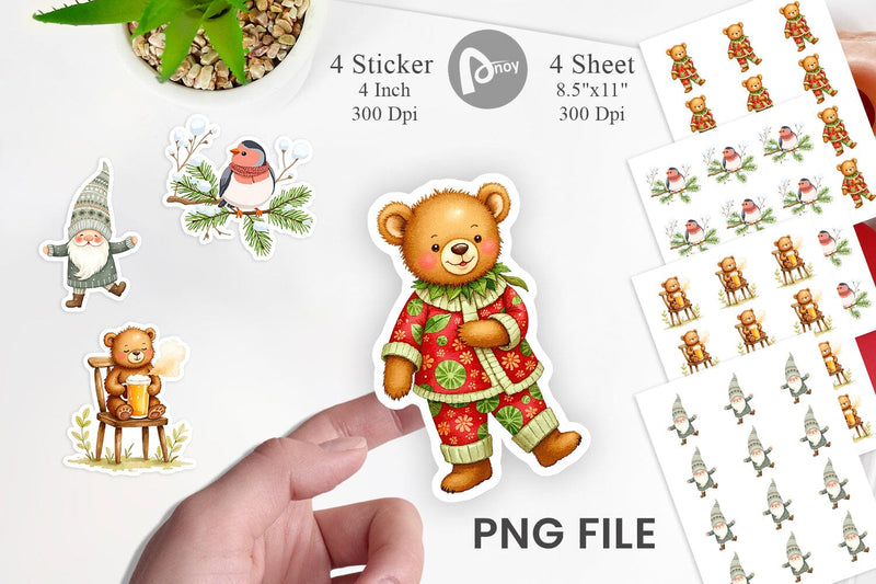 Scandinavian Christmas Sticker Sublimation artnoy 