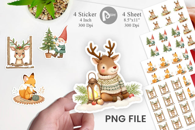 Scandinavian Christmas Sticker Sublimation artnoy 