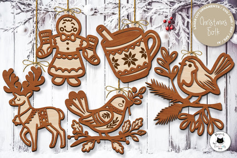 Scandinavian Folk Christmas Ornament Laser Cut SVG Ivy's Creativity House 