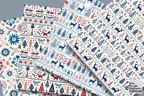 Scandinavian Folk Fair Isle Crochet Digital Pattern Fine Purple Elephant Creations 