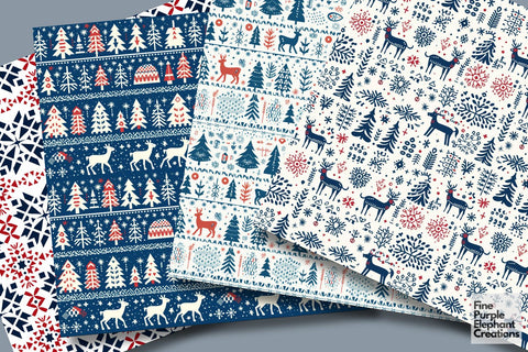 Scandinavian Folk Fair Isle Crochet Digital Pattern Fine Purple Elephant Creations 