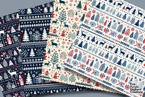 Scandinavian Folk Fair Isle Crochet Digital Pattern Fine Purple Elephant Creations 