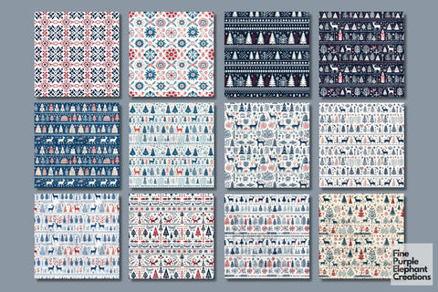 Scandinavian Folk Fair Isle Crochet Digital Pattern Fine Purple Elephant Creations 