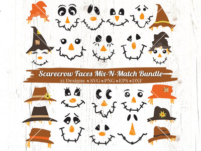 Scarecrow Faces Bundle SVG Caffeinated SVGs 