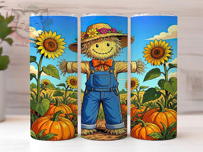 Scarecrow Pumpkin 20oz Tumbler, Scarecrow Design, Pumpkin Motif, Autumn Theme, Harvest Season, Rustic Charm, 20oz Wrap, Sublimation Tumbler Sublimation Lara' s Designs 