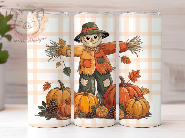 Scarecrow Pumpkin Patch Tumbler, Fall Scarecrow Wrap, 20oz Pumpkin Sublimation, Autumn Scarecrow Cup, Harvest Pumpkin Tumbler, Rustic Fall Wrap, Pumpkin Patch Tumbler Sublimation Lara' s Designs 