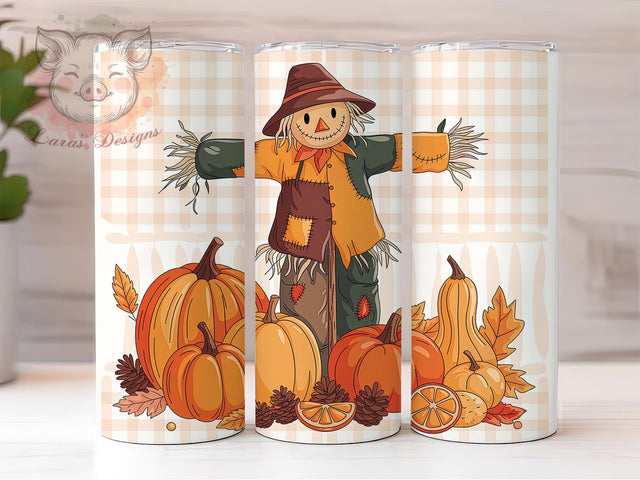 Scarecrow Pumpkin Patch Tumbler, Fall Scarecrow Wrap, 20oz Pumpkin Sublimation, Autumn Scarecrow Cup, Harvest Pumpkin Tumbler, Rustic Fall Wrap, Pumpkin Patch Tumbler Sublimation Lara' s Designs 