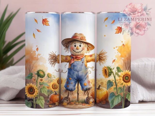 Scarecrow Sunflower Fall Tumbler Wrap, Fall Tumbler Png, 20oz Skinny Tumbler, Sunflower Tumbler Design, Autumn Sublimation Design, Farmhouse Fall Tumbler, Tumbler Design Download Sublimation Li Zamperini 