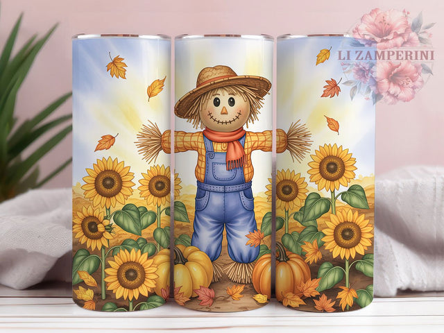Scarecrow Sunflower Fall Tumbler Wrap, Fall Tumbler Png, 20oz Skinny Tumbler, Sunflower Tumbler Design, Autumn Sublimation Design, Farmhouse Fall Tumbler, Tumbler Design Download Sublimation Li Zamperini 