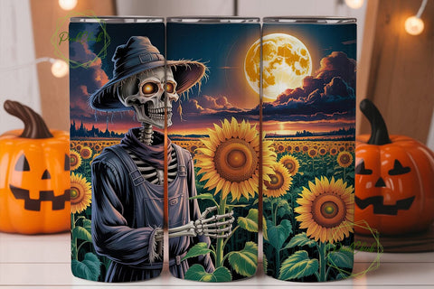 Scarecrow Sunflower Harvest 20oz Tumbler Sublimation PixelChick 