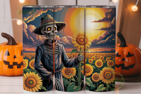 Scarecrow Sunflower Harvest 20oz Tumbler Sublimation PixelChick 