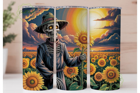 Scarecrow Sunflower Harvest 20oz Tumbler Sublimation PixelChick 