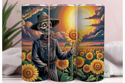 Scarecrow Sunflower Harvest 20oz Tumbler Sublimation PixelChick 