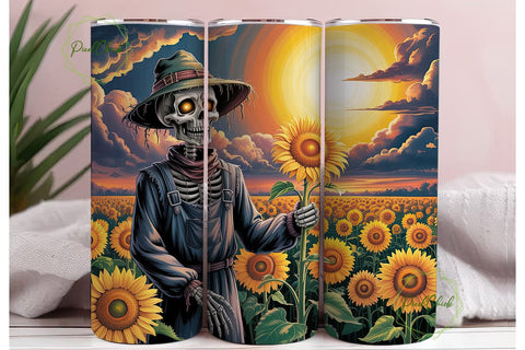 Scarecrow Sunflower Harvest 20oz Tumbler Sublimation PixelChick 