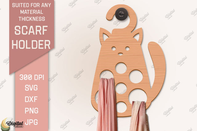 Scarf Holder SVG. 3D Scarf Hanger Laser Cut. Cat SVG SVG Evgenyia Guschina 