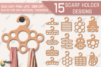 Scarf Holder SVG Bundle. 3D Scarf Hanger Laser Cut. Cat SVG SVG Evgenyia Guschina 
