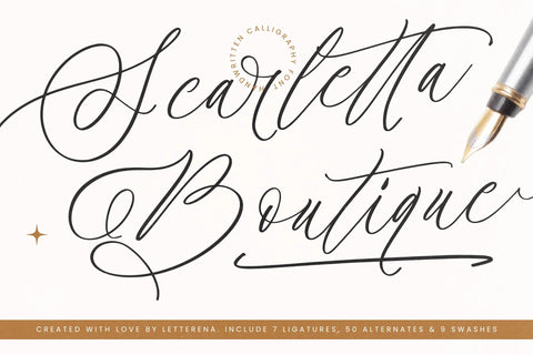 Scarletta Boutique - Handwritten Calligraphy Font Font Letterena Studios 