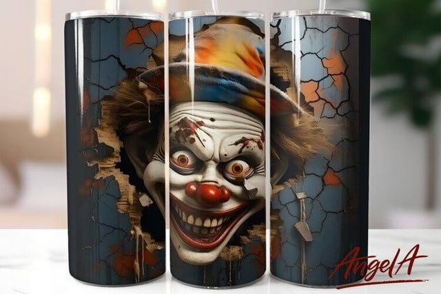 Scary clown tumbler / Horror tumbler wrap / scary clown PNG Sublimation Angelina Semenova 