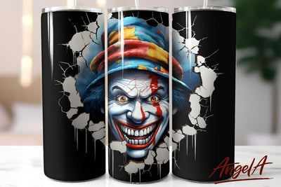 Scary clown tumbler wrap / horror PNG / 3d halloween tumbler Sublimation Angelina Semenova 