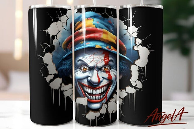 Scary clown tumbler wrap / horror PNG / 3d halloween tumbler Sublimation Angelina Semenova 