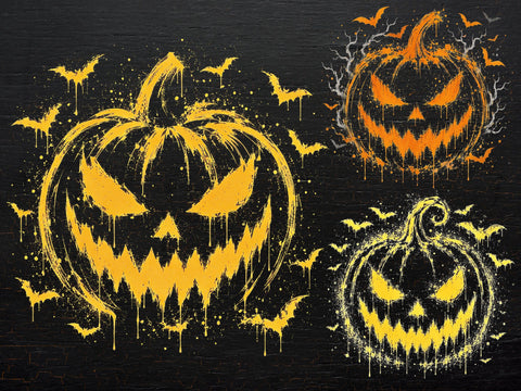 Scary Drip Pumpkin Halloween PNG Bundle SVG DesignDestine 