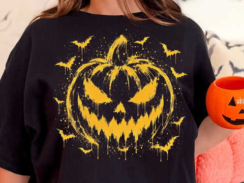 Scary Drip Pumpkin Halloween PNG Bundle SVG DesignDestine 