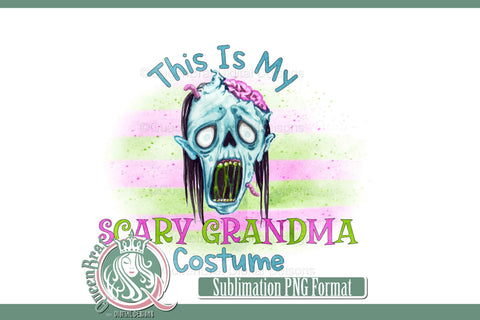 Scary Grandma Zombie Costume Sublimation Sublimation QueenBrat Digital Designs 