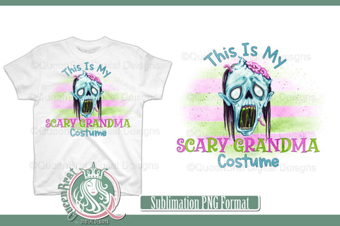 Scary Grandma Zombie Costume Sublimation Sublimation QueenBrat Digital Designs 