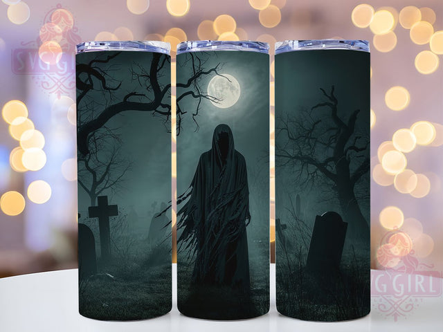 Scary Grim Reaper Haunted Halloween Tumbler, Haunted Halloween Wrap, Dark Skeleton Cup, 20Oz Sublimation Tumbler, Spooky Death Drinkware, Grim Reaper Lover Gift, Creepy Gothic Wrap Sublimation SvggirlplusArt 