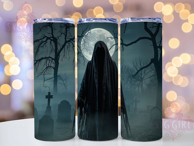Scary Grim Reaper Haunted Halloween Tumbler, Haunted Halloween Wrap, Dark Skeleton Cup, 20Oz Sublimation Tumbler, Spooky Death Drinkware, Grim Reaper Lover Gift, Creepy Gothic Wrap Sublimation SvggirlplusArt 