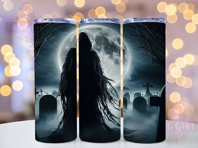 Scary Grim Reaper Haunted Halloween Tumbler, Haunted Halloween Wrap, Dark Skeleton Cup, 20Oz Sublimation Tumbler, Spooky Death Drinkware, Grim Reaper Lover Gift, Creepy Gothic Wrap Sublimation SvggirlplusArt 
