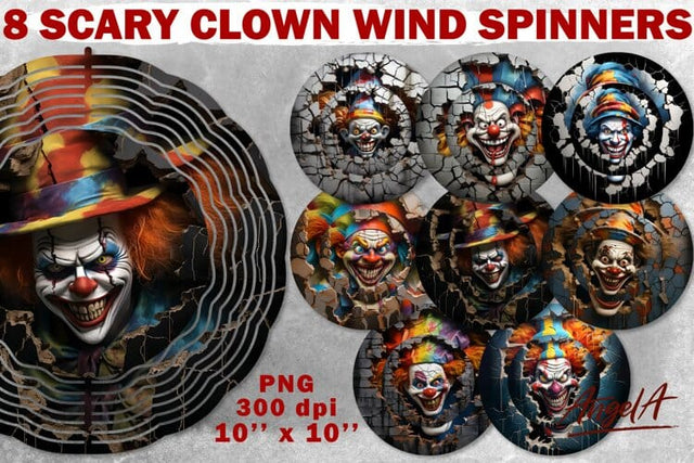 Scary halloween images / Halloween wind spinner / clown PNG Sublimation Angelina Semenova 